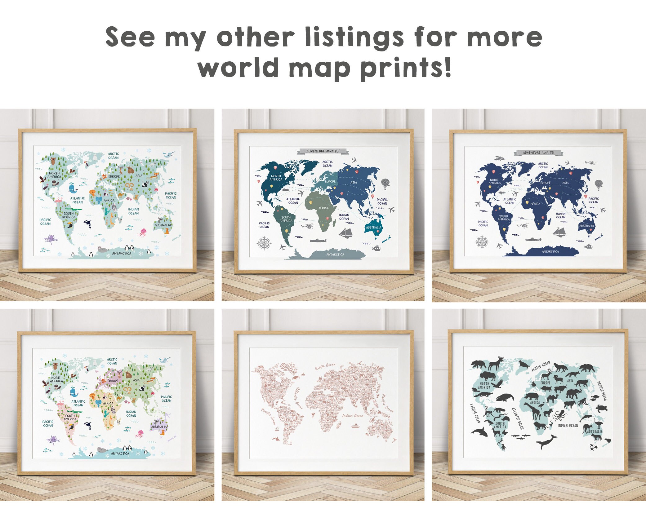 World map poster travel nursery decor world map wall art Etsy