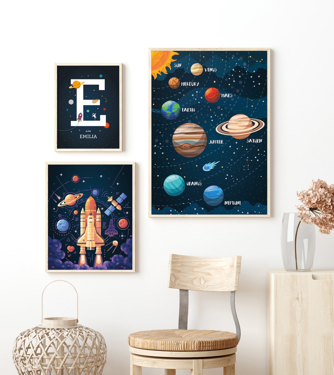 Space Wall Art Set of 3 Prints for Space Themed Bedroom Outer - Etsy