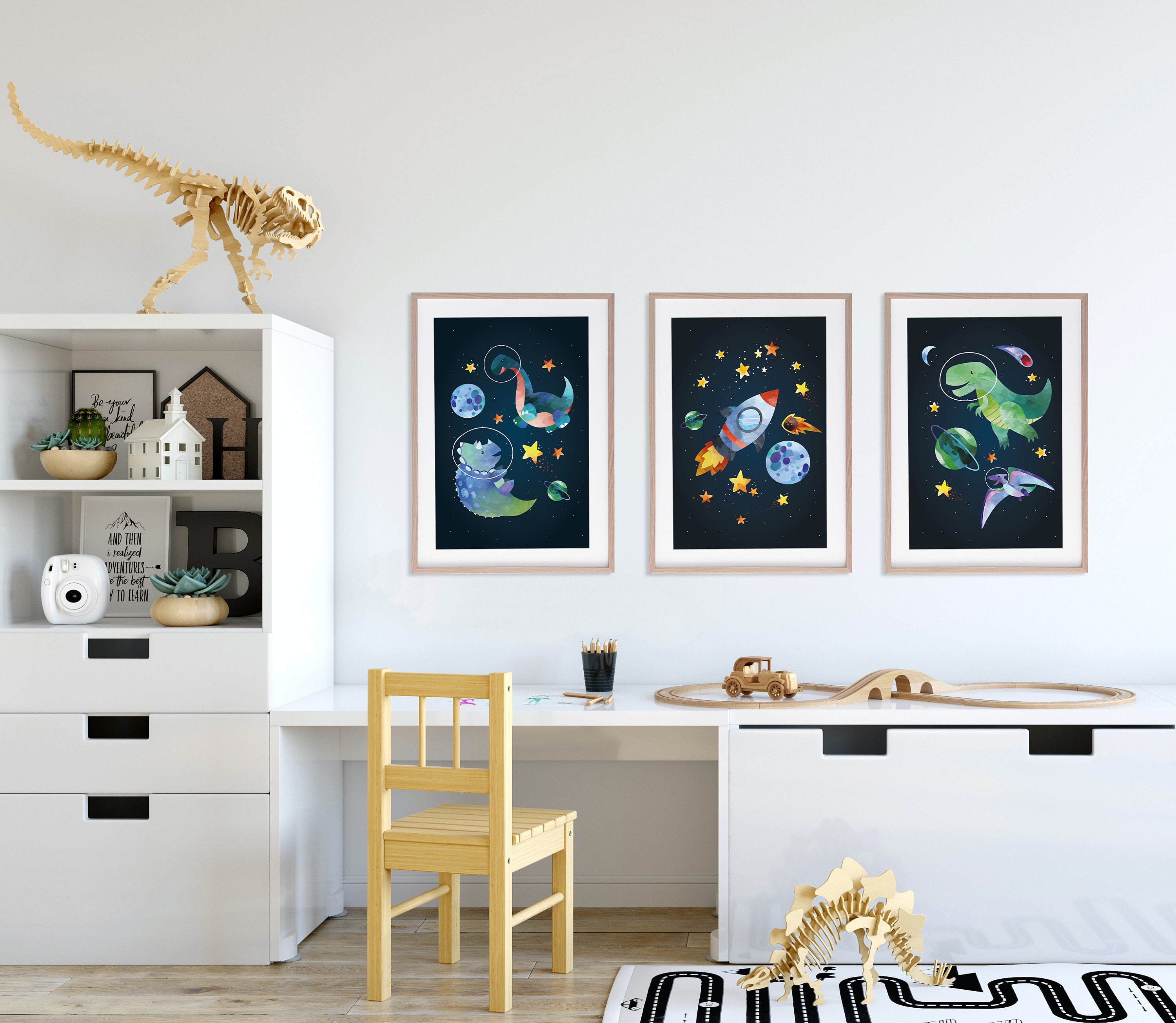 Set of 3 Dinosaur nursery prints dinosaur wall art | Etsy