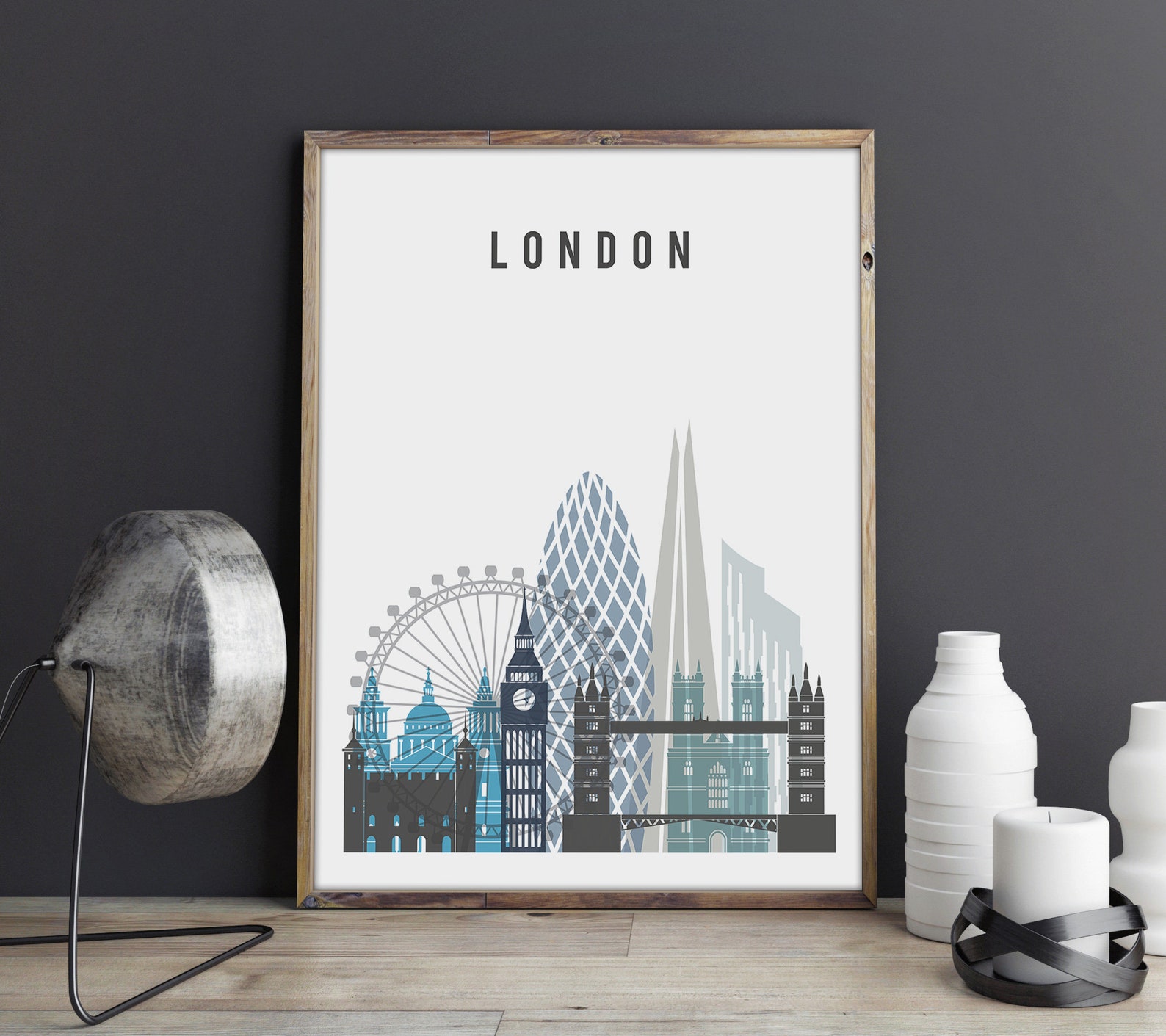 London Skyline Poster Cityscape Wall Art London Print Wall Etsy