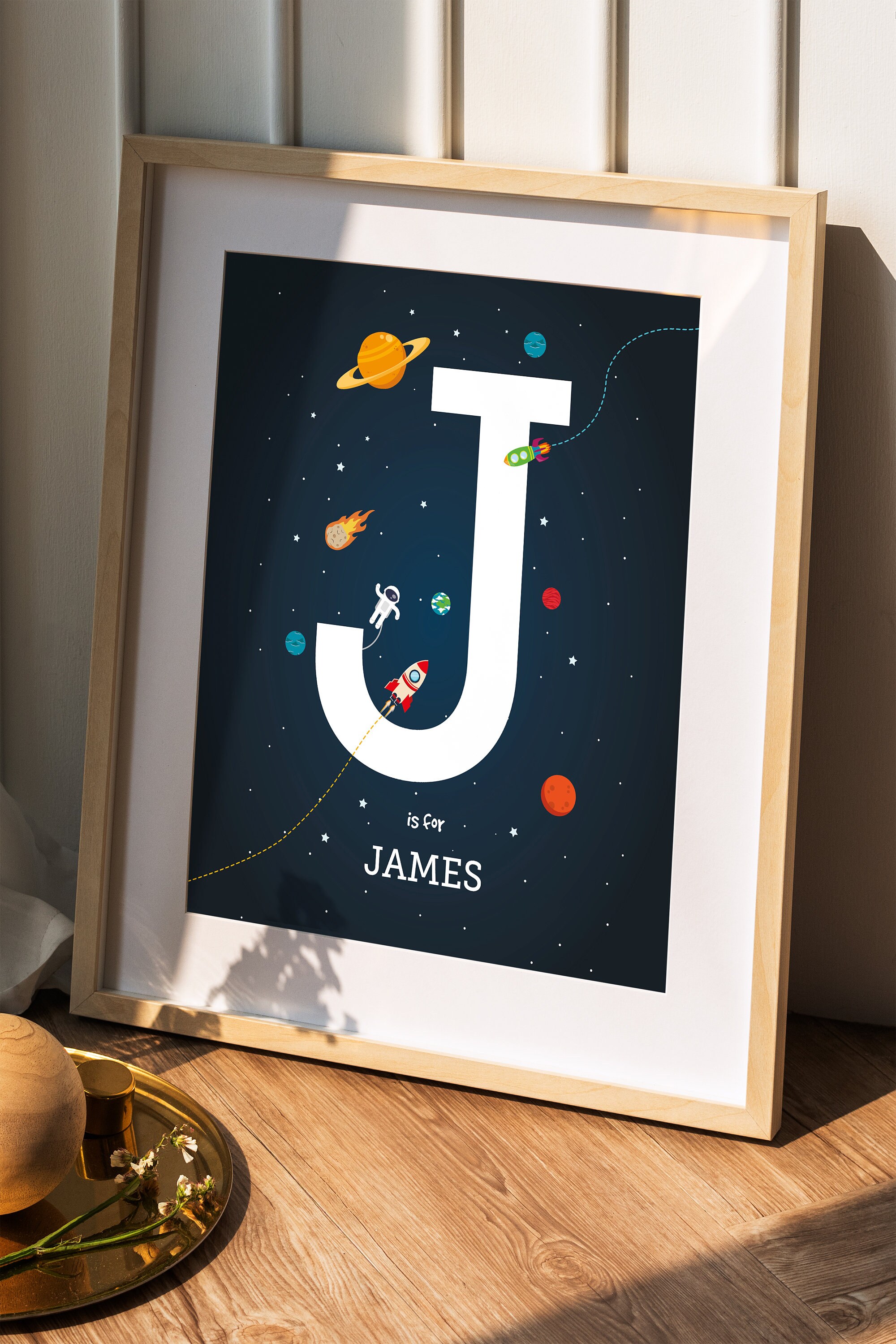 Space Wall Art Set of 3 Prints, Space Themed Nursery, Custom Baby Name ...