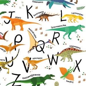 Personalized dinosaur print, nursery wall art, dinosaur decor, custom gift, wall art, alphabet printable poster image 2
