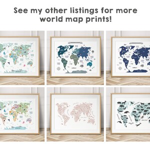 World Map Printable Wall Art, Watercolor World Map, Travel Nursery ...