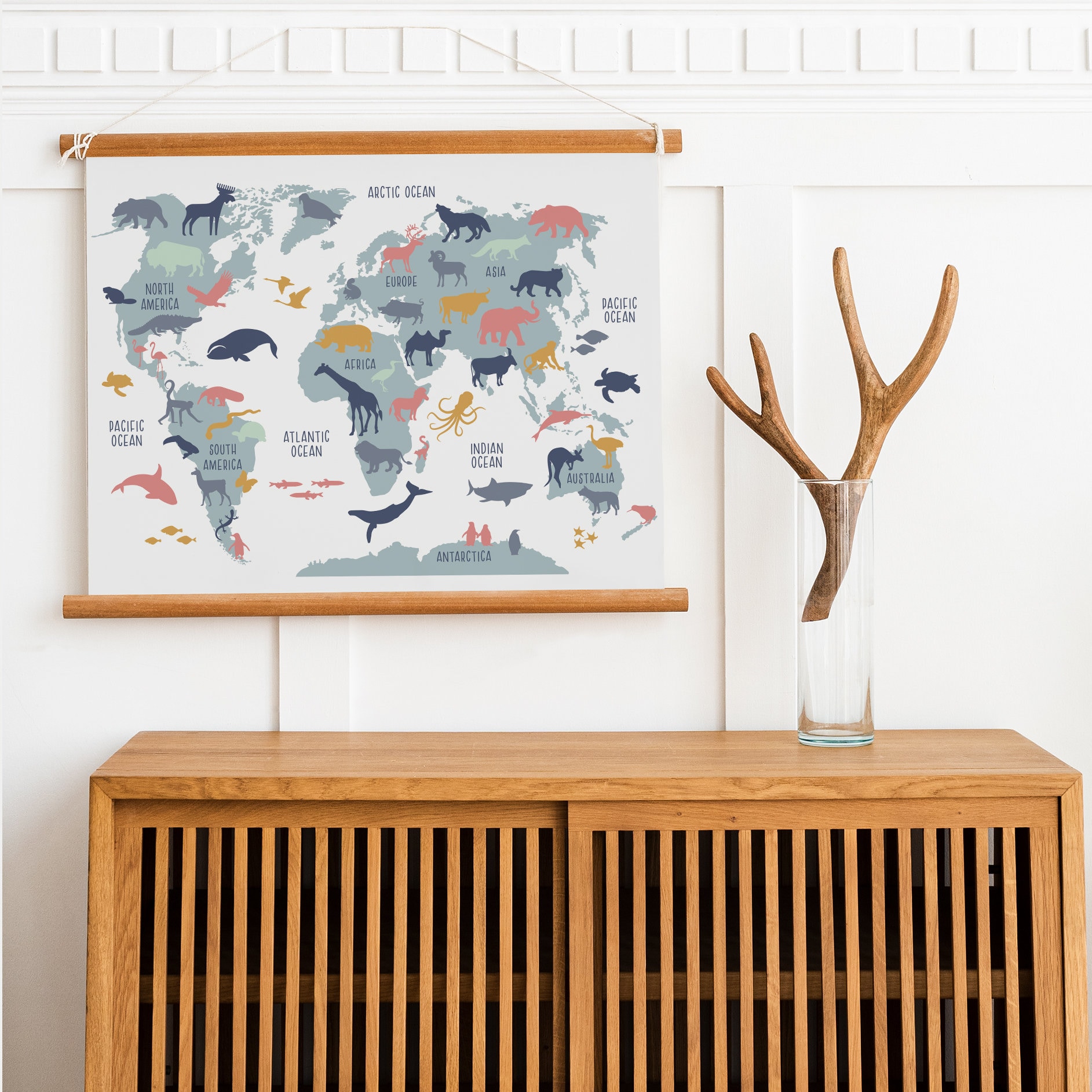 Kids World Map Poster, Set of 2 Prints, Girls Room Decor - Etsy