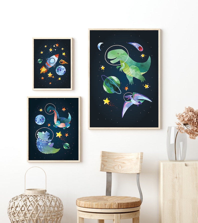 Mix and match choose any 3 prints set of 3 printable wall art solar system print Space themed nursery bedroom prints set of 3