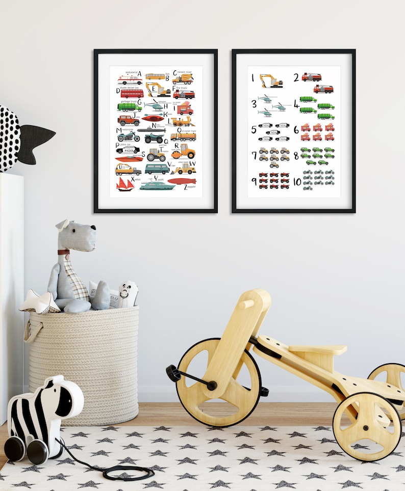 Transportation Alphabet Wall Art Alphabet Nursery Print Etsy