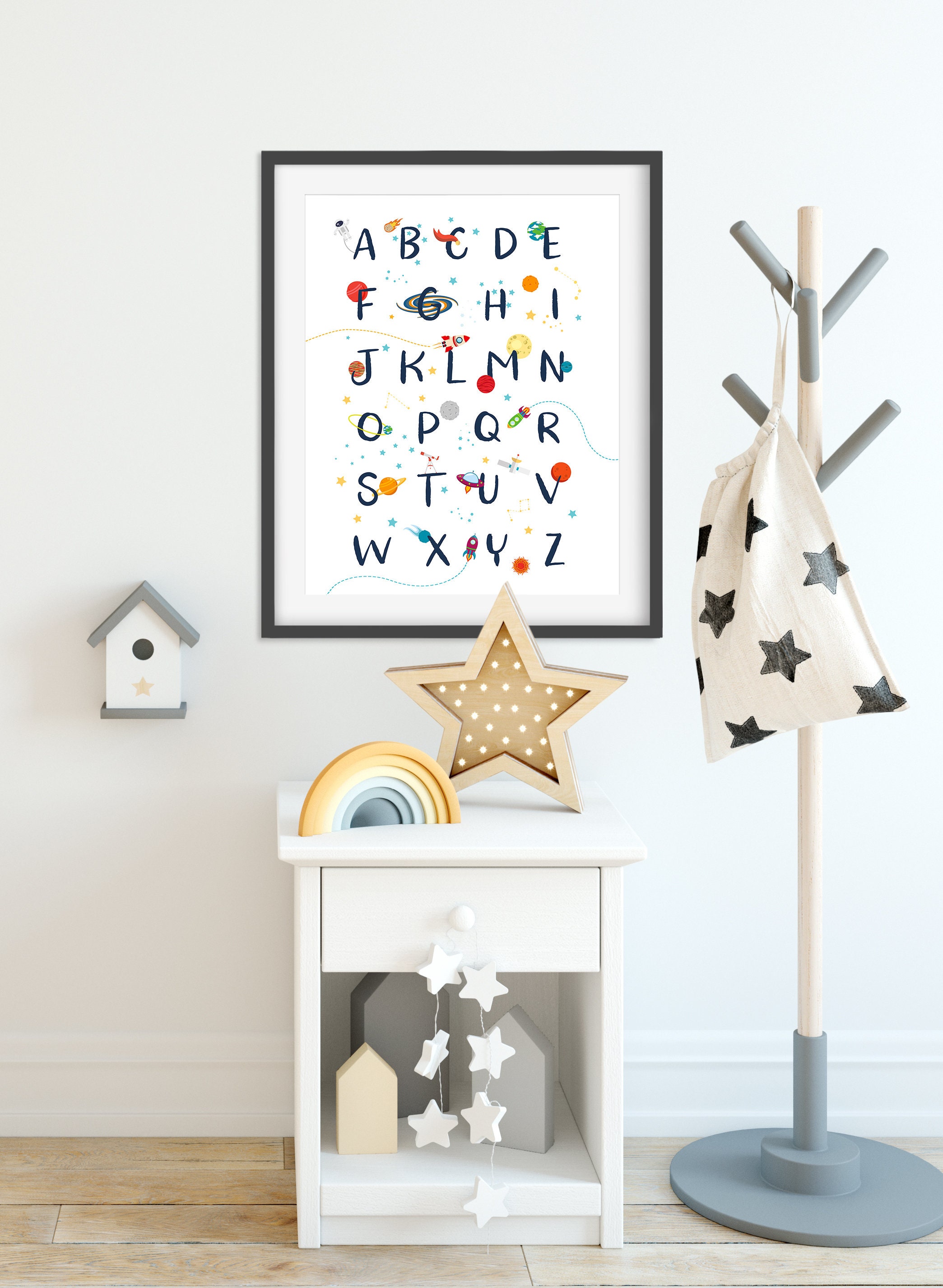 Space Wall Art Kids Alphabet Print Space Nursery Printable | Etsy