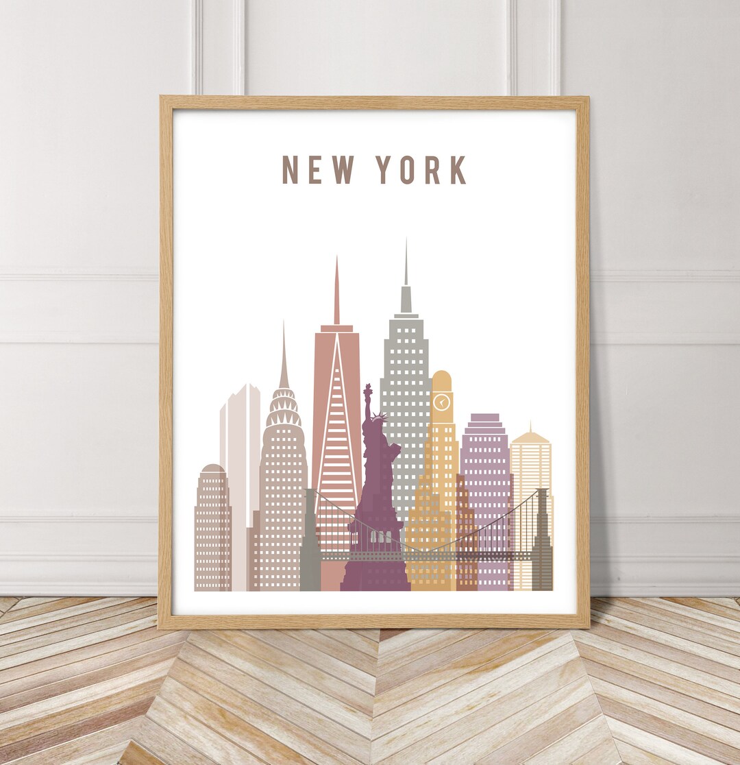 New York Skyline Poster, Nyc Skyline Wall Art, Cityscape Wall Art - Etsy