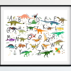 Dinosaur Alphabet Print, Dinosaur Decor, Printable Wall Art, Dinosaur ...