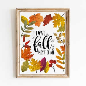 Arte de pared imprimible de otoño, póster de otoño, hermosa impresión de acuarela