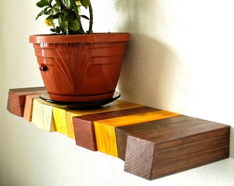 Floating Shelf, Painting Wood Wall Art, wood wall decor, wooden mosaic, abstract wood art, wall hanging