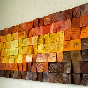 Magma 80 cm, oeuvre d'art murale en bois, décoration murale, mosaïque en bois, art abstrait, suspension murale, art mural 3D, diffuseur de son