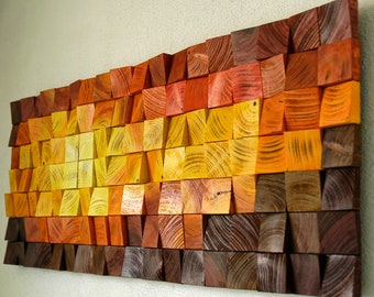 Magma Wood Mosaic Wall Art, 3D Wooden Wall Hanging, Sound Diffuser (80cm)
