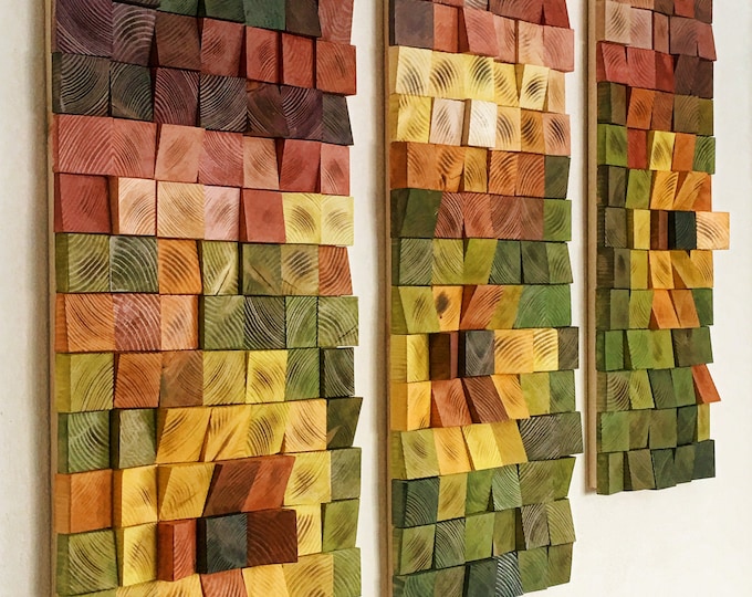 Twilight Sunflowers, Wood Wall Art, wall decor, wooden mosaic, abstract art, wall hanging, 3d wall art, sound diffuser