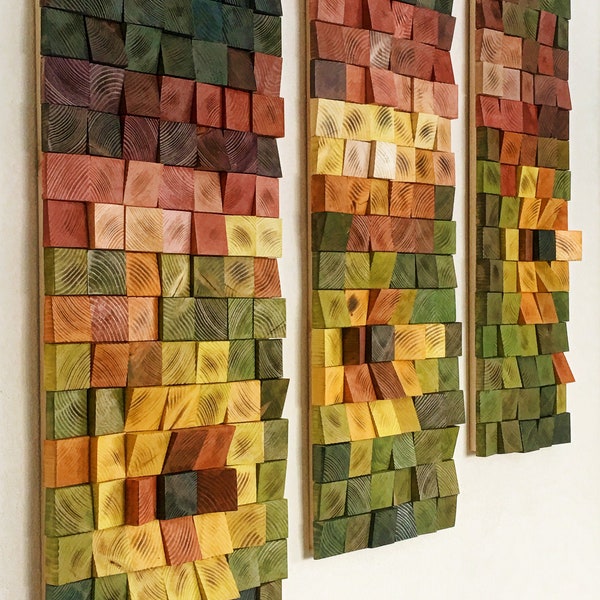 Twilight Sunflowers Wood Mosaic, 3D Wall Art