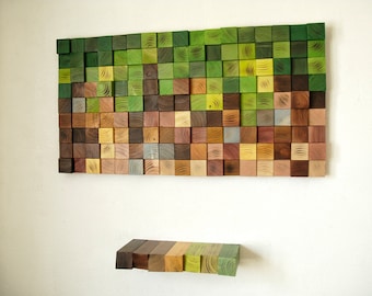 Minecraft Floating Shelf + Wood Wall Art Minecraft, wood wall decor, wooden mosaic, abstract wood art, wall hanging