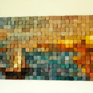 Late boat, Painting Wood Wall Art, wood wall decor, wooden mosaic, abstract wood art, wall hanging, 3d wall art, sound diffuser