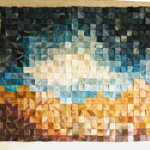 Sunrise on Mars Now, EXPRESS GRATIS VERZENDING, grote houten muurkunst, houten wanddecor, abstracte houtkunst, 3D-muurkunst, geluidsverspreider