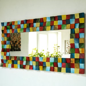 Tutti Frutti, art mural en bois miroir, décoration murale en bois, mosaïque en bois, art du bois abstrait, art mural 3d, diffuseur de son