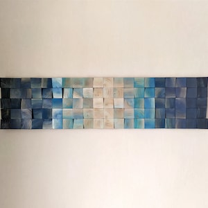 Frozen Lake Wood Wall Art, 3D Wooden Mosaic, Abstract Wall Hanging