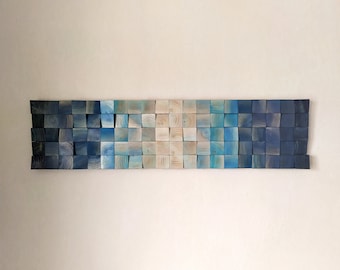 Frozen Lake Wood Wall Art, 3D Wooden Mosaic, Abstract Wall Hanging