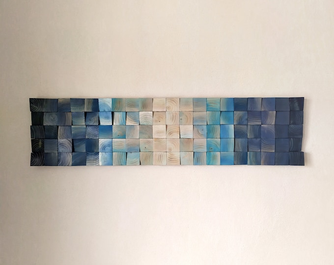 Frozen Lake, Painting Wood Wall Art, wood wall decor, wooden mosaic, abstract wood art, wall hanging, 3d wall art, sound diffuser