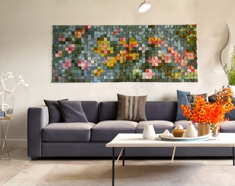 Waterlilies 200 cm, Wood Wall Art, wall decor, wooden mosaic, abstract art, wall hanging, 3d wall art, sound diffuser