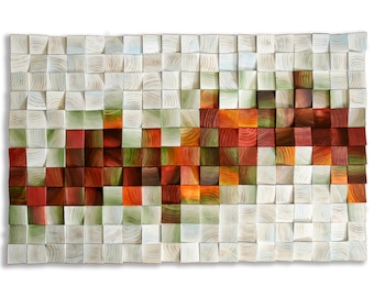 Sound wave wall art, wood wall decor, wooden mosaic, abstract wood art, wall hanging, 3d wall art, sound diffuser