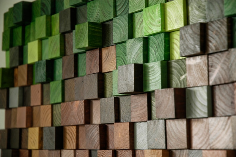 Minecraft Wood Wall Art wood wall decor wooden mosaic Etsy