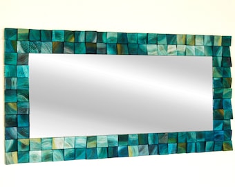The Pond, Mirror Wood Wall Art, wood wall decor, wooden mosaic, abstract wood art, 3d wall art, sound diffuser
