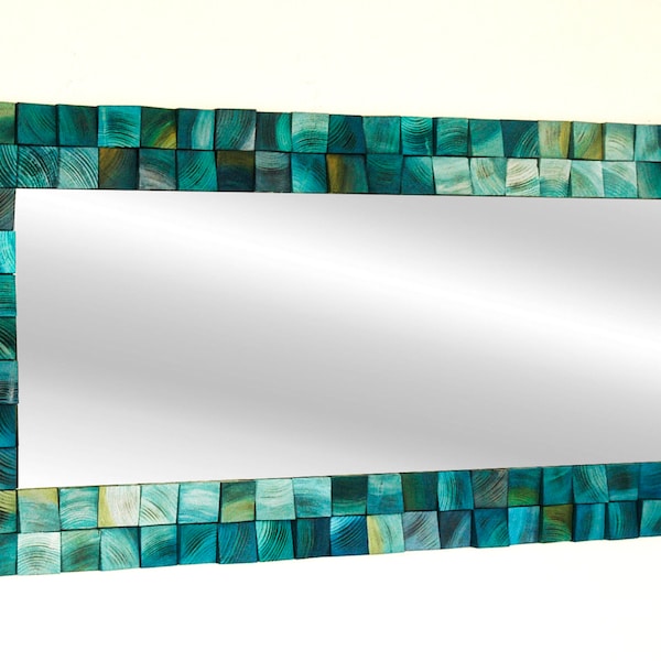 The Pond, Mirror Wood Wall Art, wood wall decor, wooden mosaic, abstract wood art, 3d wall art, sound diffuser