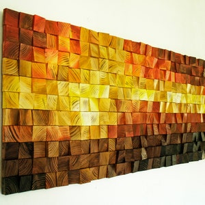 Magma 120 cm, oeuvre d'art murale en bois, décoration murale, mosaïque en bois, art abstrait, suspension murale, art mural 3d, diffuseur de son