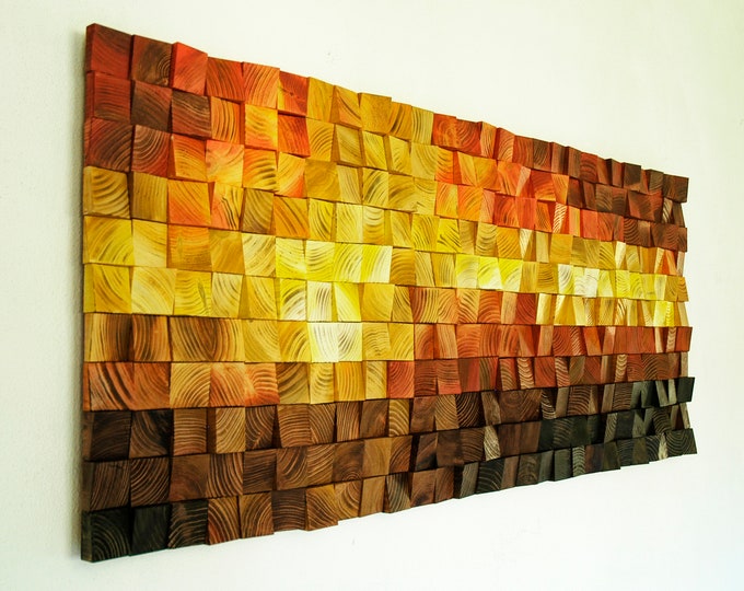 Magma 120 cm, Wood Wall Art, wall decor, mosaic wood, abstract art, wall hanging, 3d wall art, sound diffuser