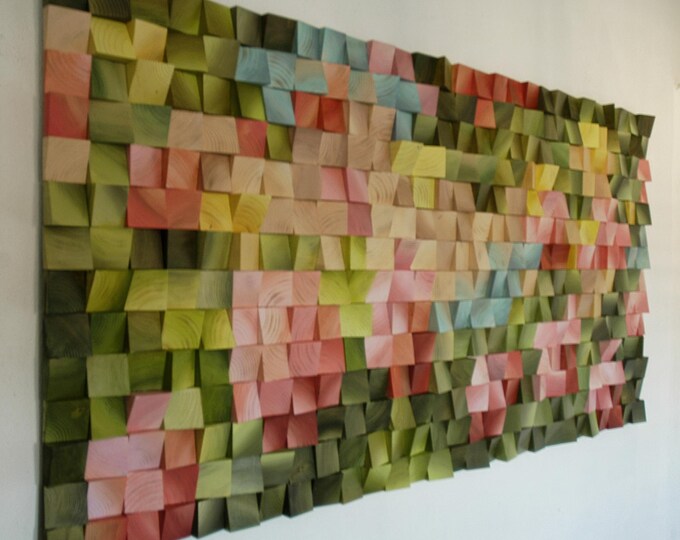 Tulips Wood Mosaic Wall Art, Monet Inspired 3D Wall Hanging