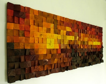 Magma, Wood Wall Art, wall decor, wooden mosaic, abstract art, wall hanging, 3d wall art, sound diffuser