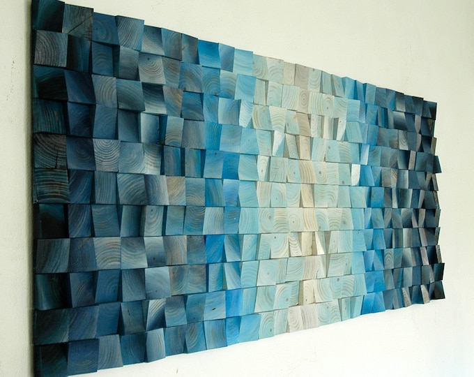 Frozen Lake, Wood Wall Art, wall decor, wooden mosaic, abstract art, wall hanging, 3d wall art, sound diffuser