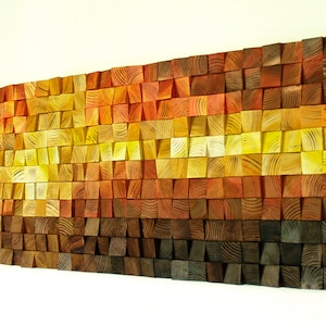 Magma 120 cm, peinture d'art mural en bois, mosaïque en bois, art du bois abstrait, suspension murale, art mural 3D, diffuseur de son