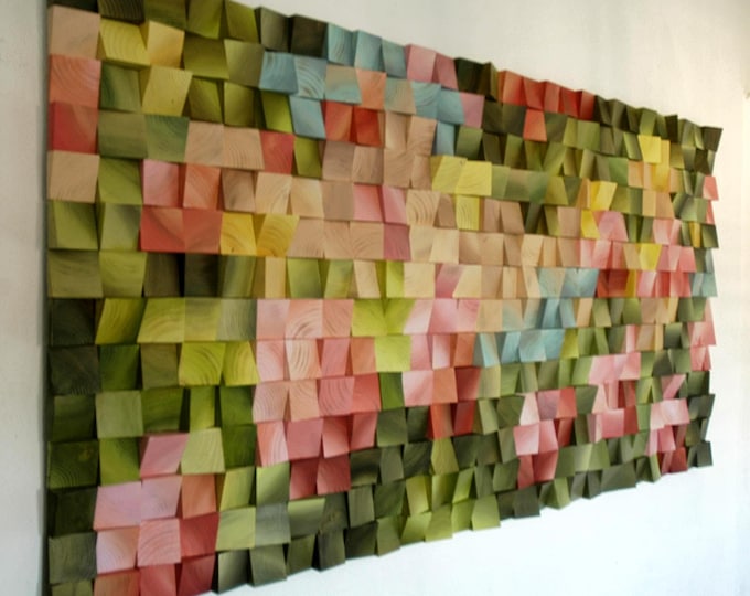 Tulips Wood Mosaic Wall Art, Monet Inspired 3D Wall Hanging