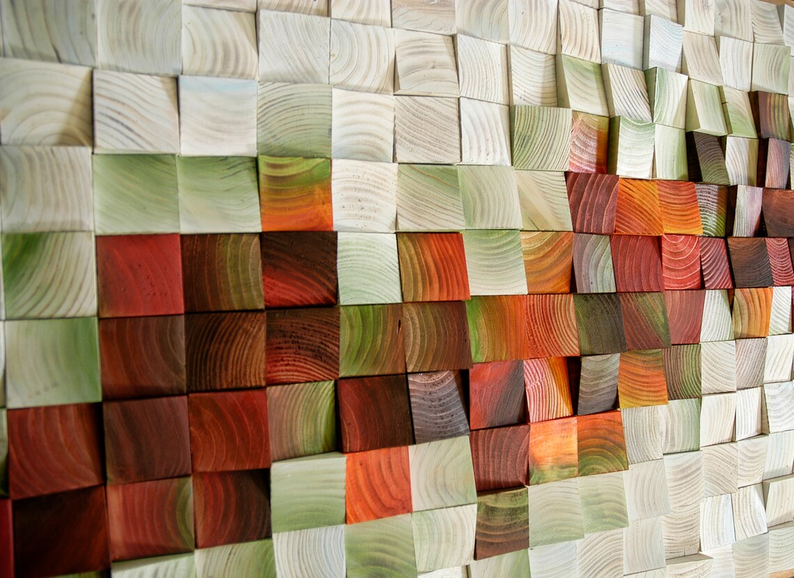 Sound Wave Wall Art Wood Wall Decor Wooden Mosaic Abstract - Etsy