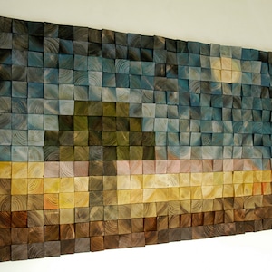 Supermoon, Wood Wall Art, wall decor, wooden mosaic, abstract art, wall hanging, 3d wall art, sound diffuser