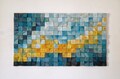 Yellow Sea Dragon Painting, Wooden Mosaic Wall Art, 3D Wall Hanging