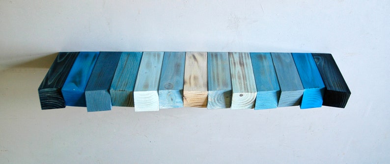 Floating Shelf, Painting Wood Wall Art, wood wall decor, wooden mosaic, abstract wood art, wall hanging image 2