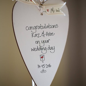 Personalized Wedding Heart Gift: Handmade Painted MDF, Custom Names & Date