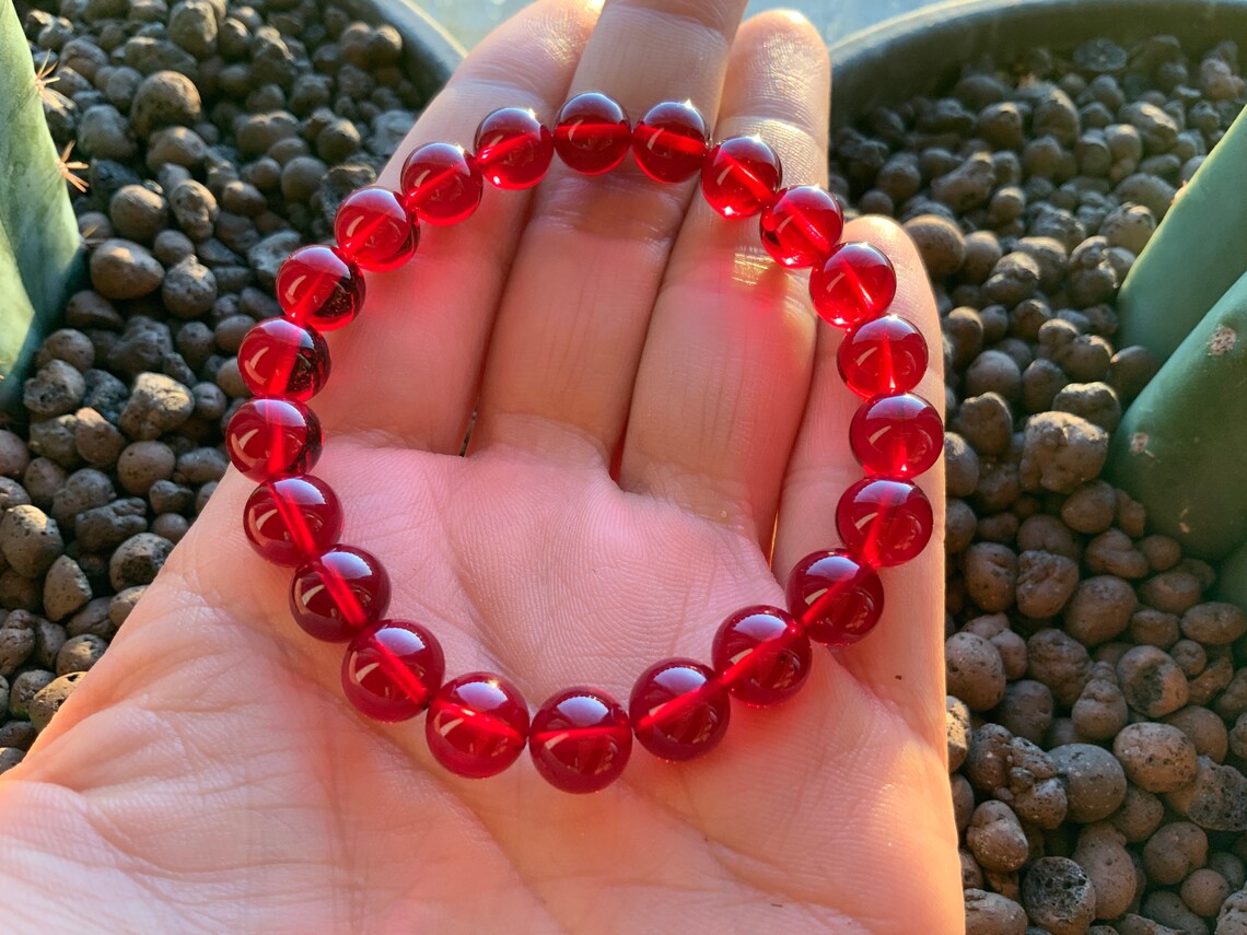 Baltic amber red round bracelets 8.75mm amber red bracelets Etsy