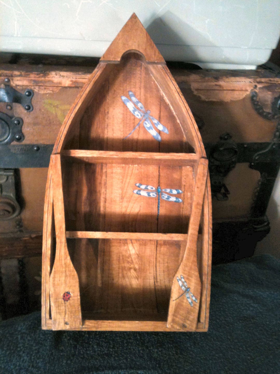 ROWBOAT 3 SHELF Hand Painted, Stained, Sealed, Decorated Etsy
