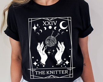 The Knitter T-shirt, Knitting Lover Shirt, Tarot Card Knitter Tshirt, Halloween Knitter Shirt, Yarn Lover, Knitting Shirt, Knitting Gift