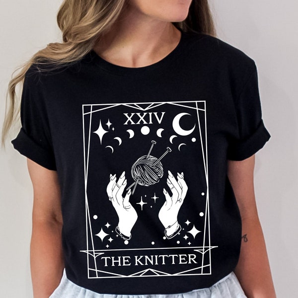 The Knitter T-shirt, Knitting Lover Shirt, Tarot Card Knitter Tshirt, Halloween Knitter Shirt, Yarn Lover, Knitting Shirt, Knitting Gift