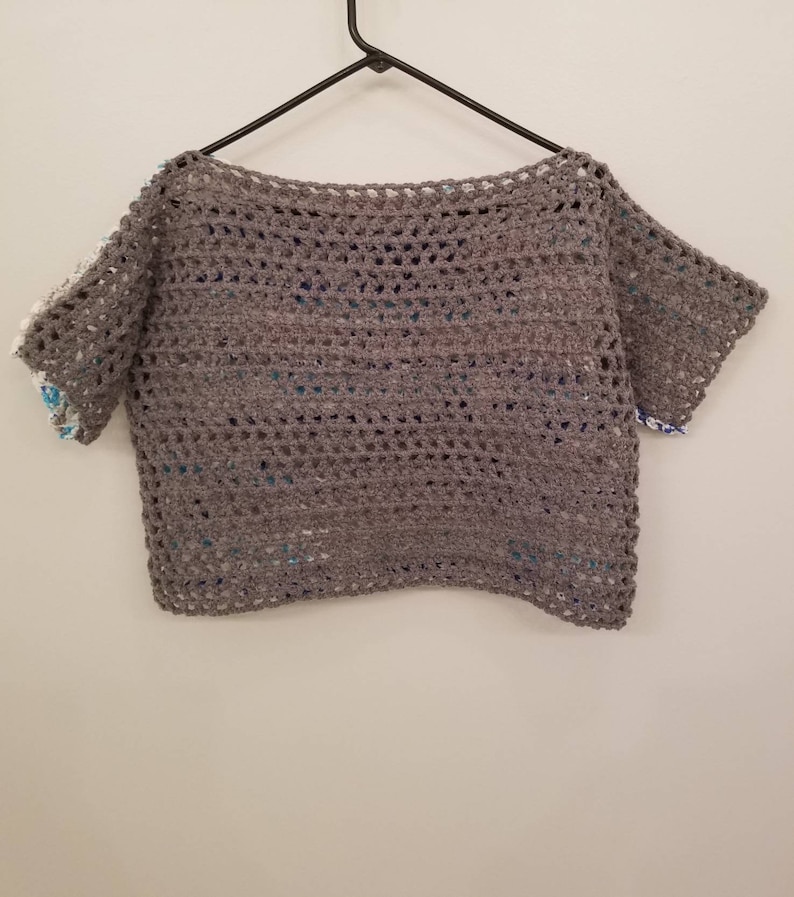 Crochet crop top two toned crop top crochet swim suit cover beach coverup mesh crop top color block crochet shirt blue crop top