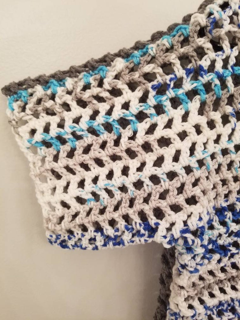 Crochet crop top two toned crop top crochet swim suit cover beach coverup mesh crop top color block crochet shirt blue crop top