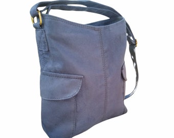 Luxury Vegan Suede Crossbody/Shoulder Bag Blue